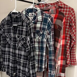 The North Face & Eddie Bauer Women's Plaid Button Down Shirts - Black, Blue, Red